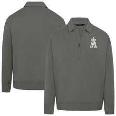 Los Angeles Angels Levelwear Women's Canmore Chenille Logo Quarter-Zip Top Stone