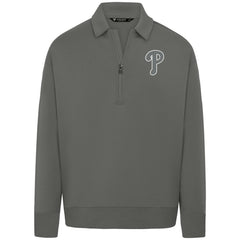 Philadelphia Phillies Levelwear Women's Canmore Chenille Logo Quarter-Zip Top Stone