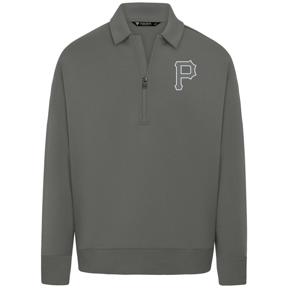 Pittsburgh Pirates Levelwear Women's Canmore Chenille Logo Quarter-Zip Top Stone