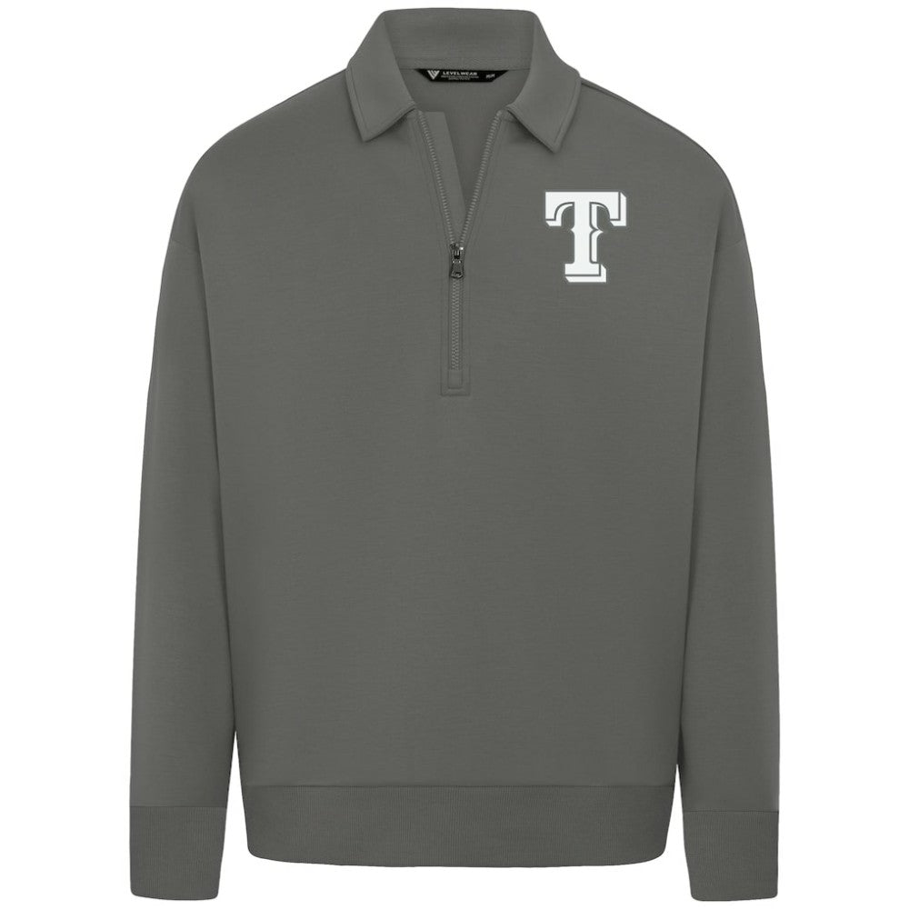 Texas Rangers Levelwear Women's Canmore Chenille Logo Quarter-Zip Top Stone