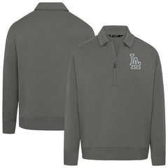 Los Angeles Dodgers Levelwear Women's Canmore Chenille Logo Quarter-Zip Top Stone