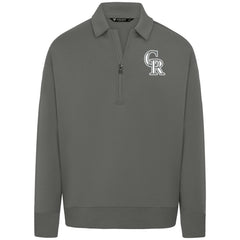 Colorado Rockies Levelwear Women's Canmore Chenille Logo Quarter-Zip Top Stone