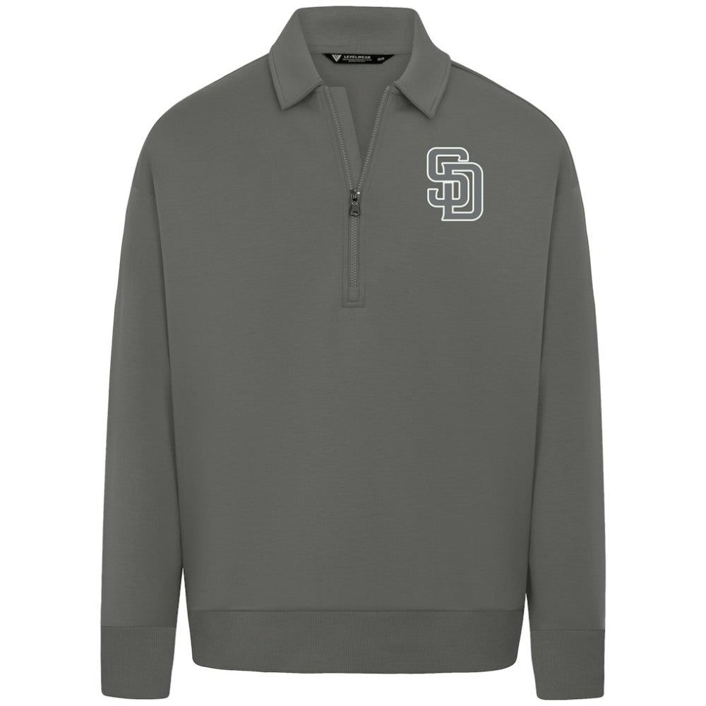 San Diego Padres Levelwear Women's Canmore Chenille Logo Quarter-Zip Top Stone