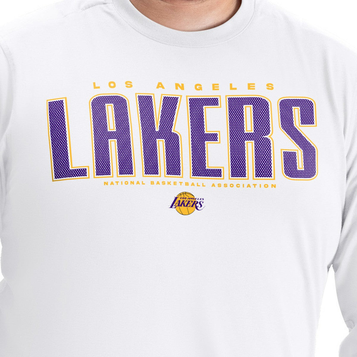 Los Angeles Lakers G-III Sports by Carl Banks Adaptive Printed Mesh Effect Long Sleeve T-Shirt - White for sale