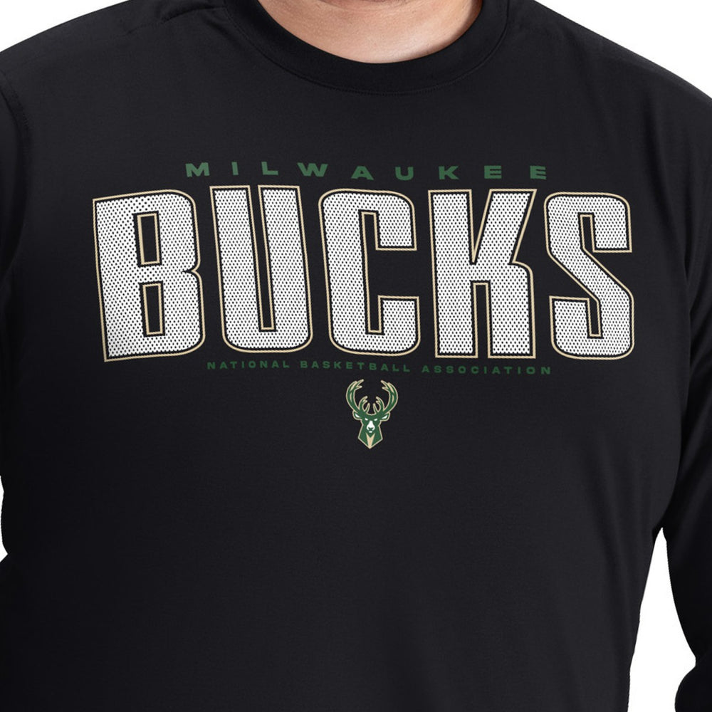 Milwaukee Bucks G-III Sports by Carl Banks Adaptive Printed Mesh Effect Long Sleeve T-Shirt - Black on sale
