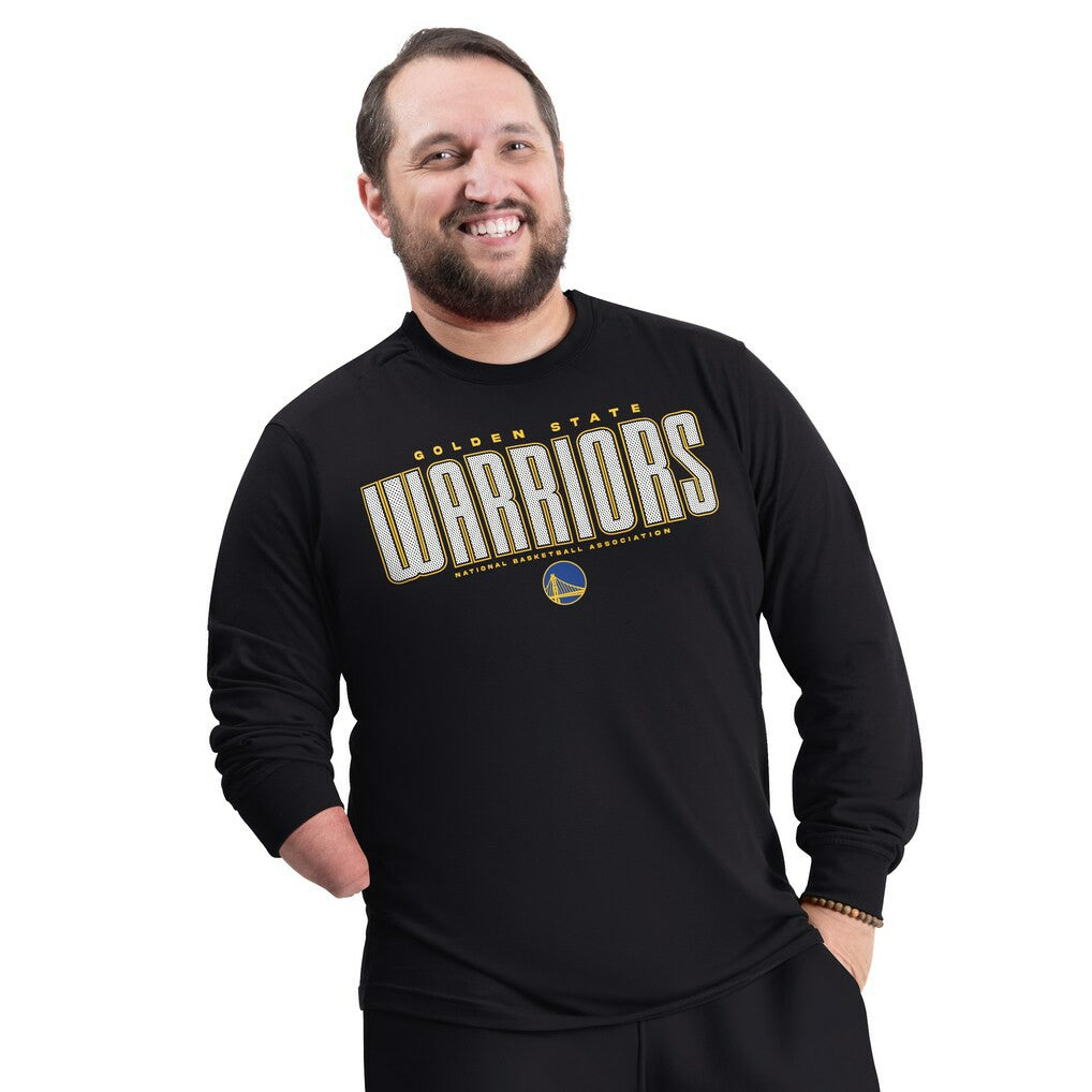 Golden State Warriors G-III Sports by Carl Banks Adaptive Printed Mesh Effect Long Sleeve T-Shirt sale - Black cheap