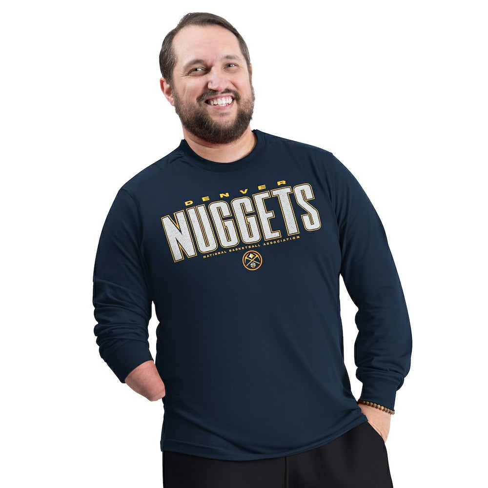 Denver Nuggets G-III Sports by Carl Banks Adaptive Printed Mesh Effect Long Sleeve T-Shirt sale - Navy on sale