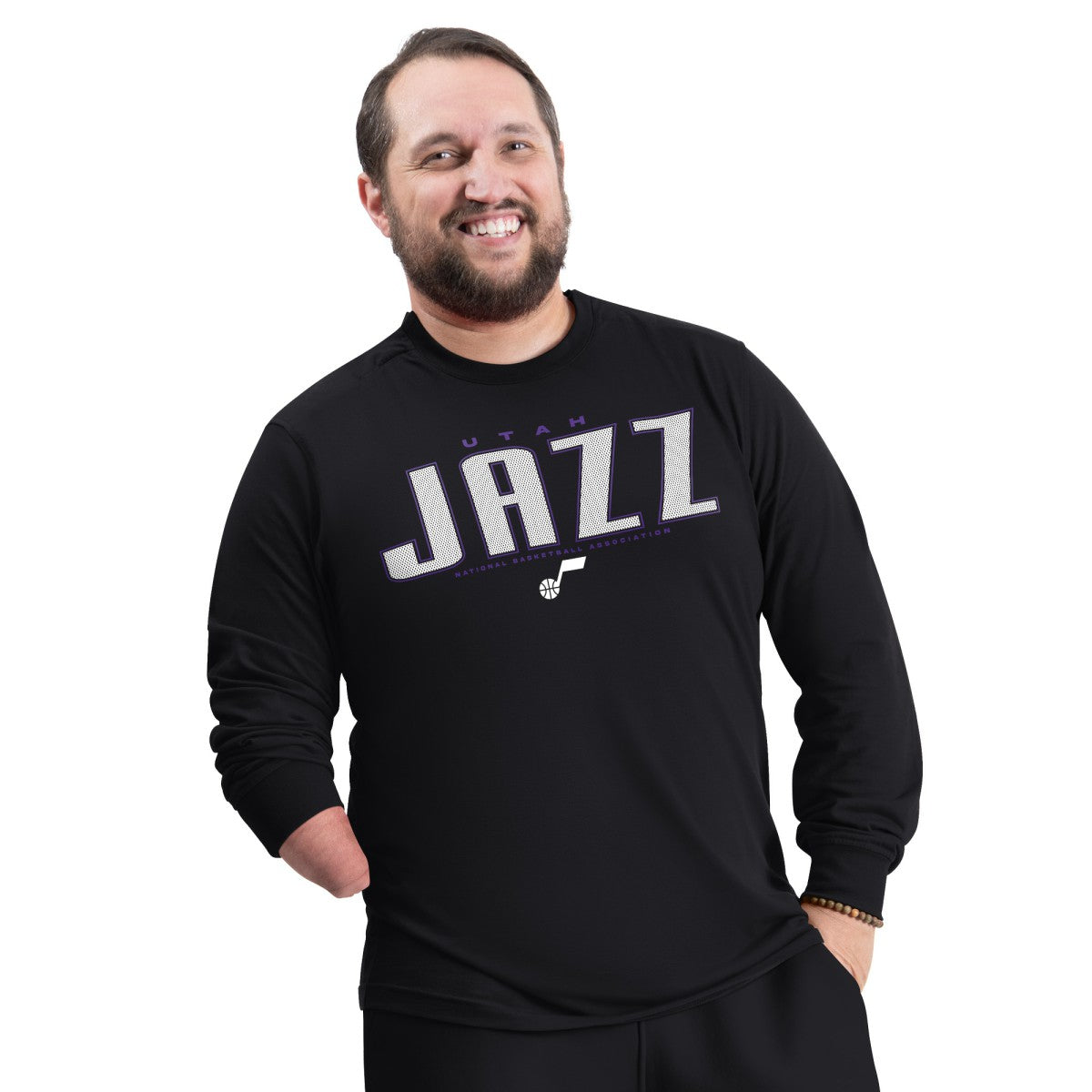 Utah Jazz G-III Sports by Carl Banks Adaptive Printed Mesh Effect Long Sleeve T-Shirt - Black outlet