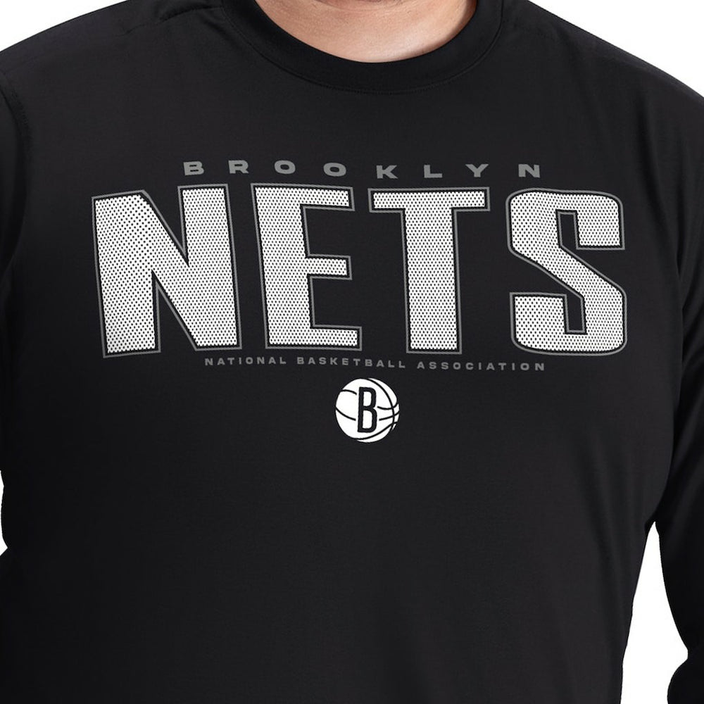 Brooklyn Nets G-III Sports by Carl Banks Adaptive Printed Mesh Effect Long Sleeve T-Shirt - Black discount