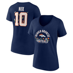 Bo Nix Denver Broncos Women's Floral Name & Number V-Neck T-Shirt - Navy online