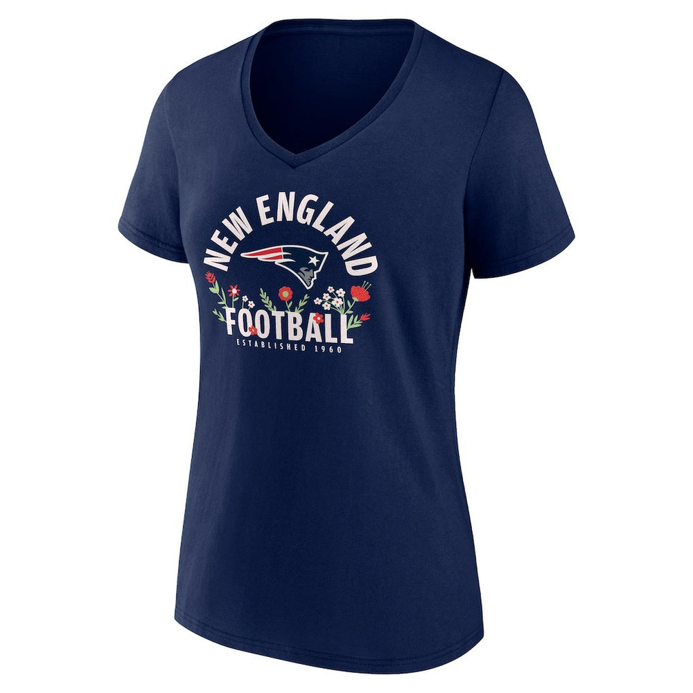 Drake Maye New England Patriots Women's Floral Name & Number V-Neck T-Shirt - Navy online