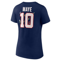 Drake Maye New England Patriots Women's Floral Name & Number V-Neck T-Shirt - Navy online