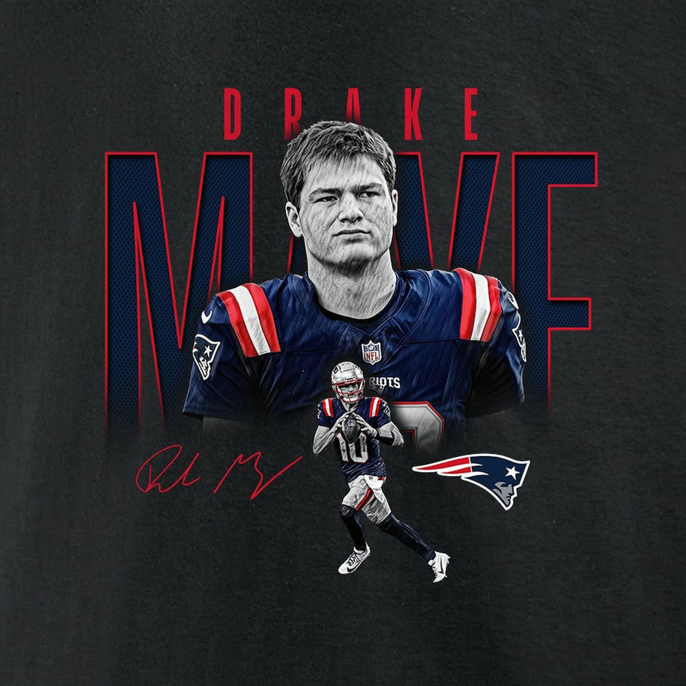 Drake Maye New England Patriots Humble Shadow Player Graphic T-Shirt - Black for sale