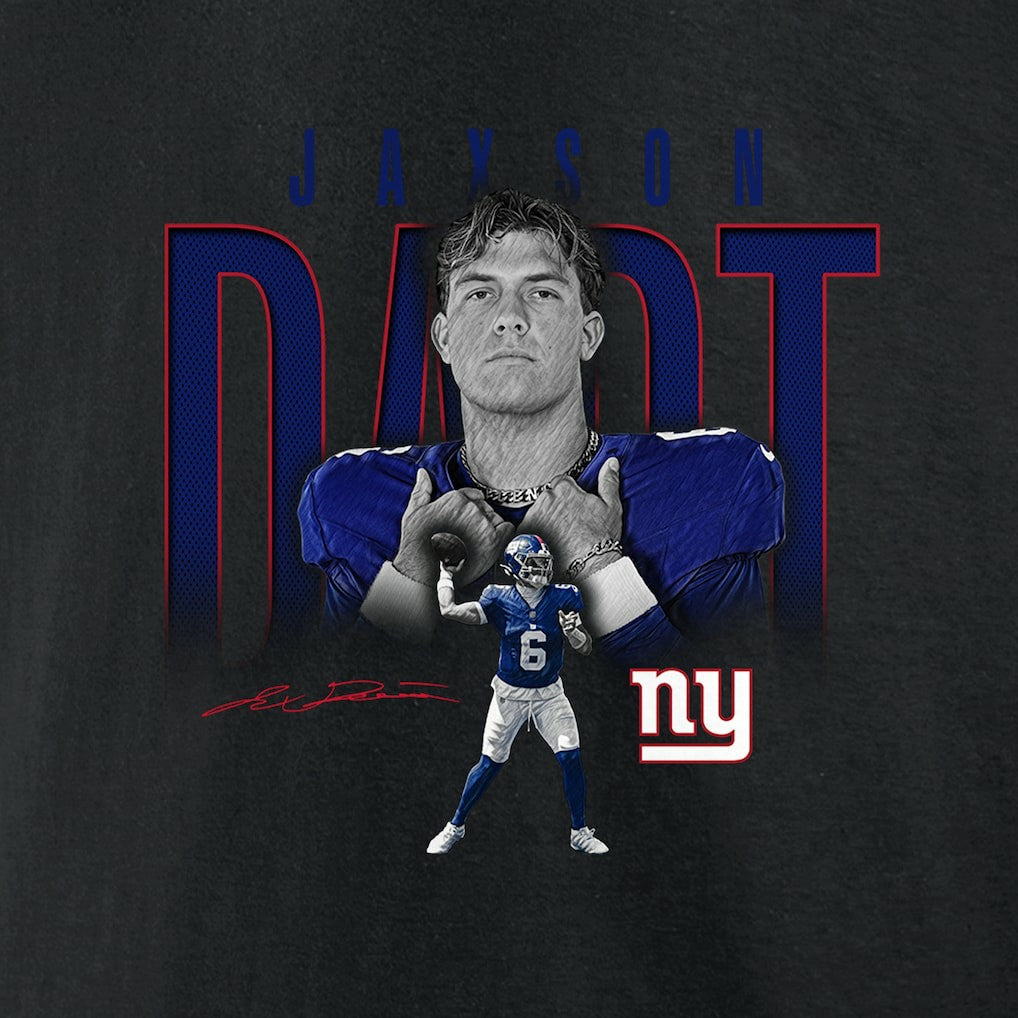 Jaxson Dart New York Giants Humble Shadow Player Graphic T-Shirt - Black online