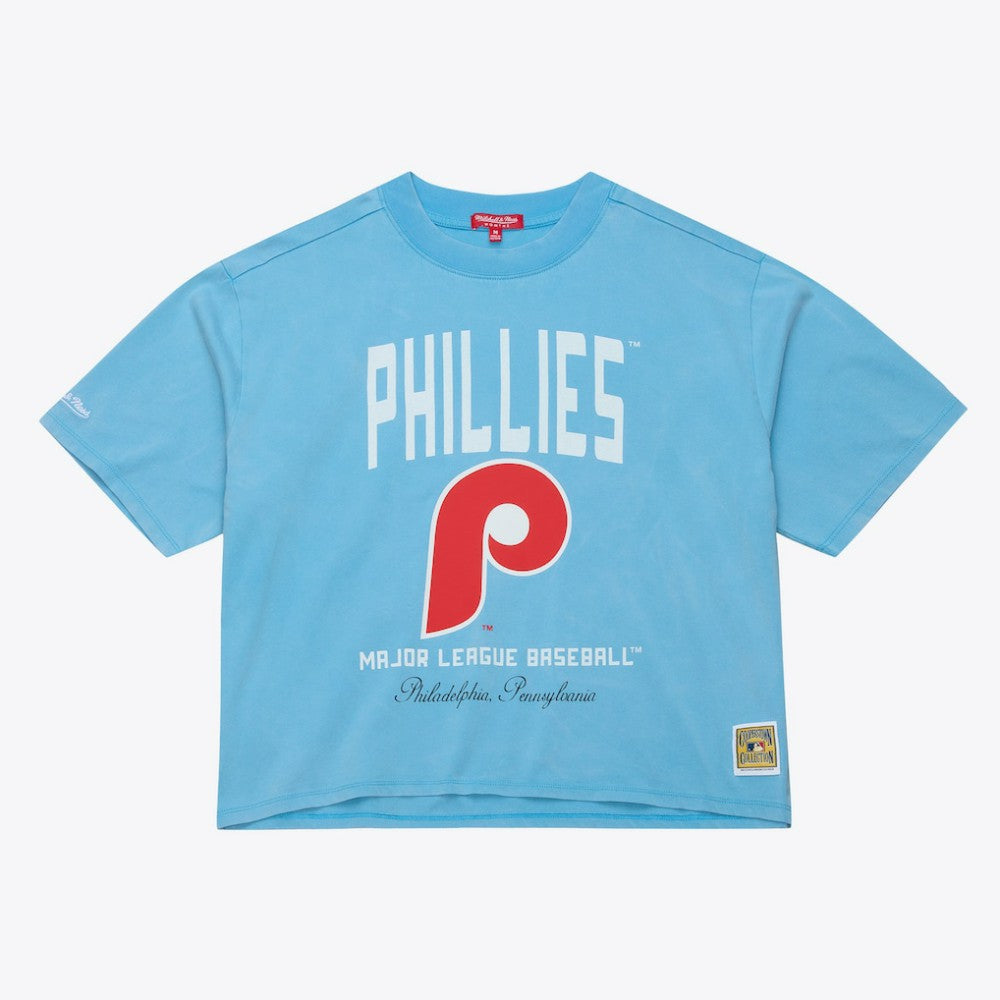 Philadelphia Phillies Women's Cooperstown Cropped Boxy T-Shirt Light Blue