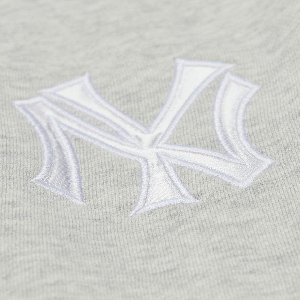 New York Yankees Women's Cooperstown Collection V-Neck Cropped Toggle Sweatshirt Heather Gray