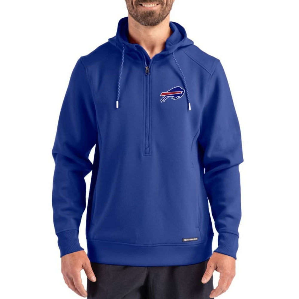 Buffalo Bills Cutter & Buck Roam Eco Half-Zip Recycled Pullover Hoodie - Royal sale