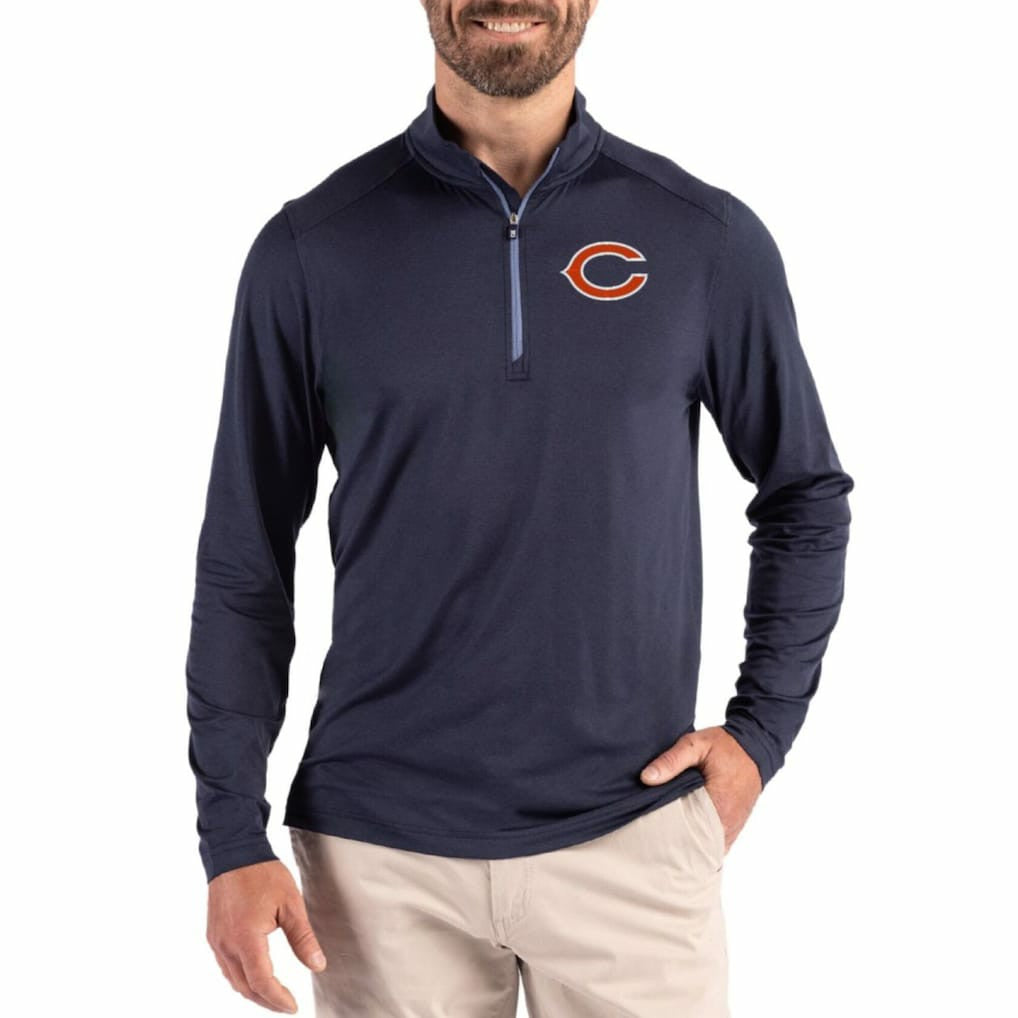 Chicago Bears Cutter & Buck Coastline Epic Comfort Recycled Quarter-Zip Pullover - Navy cheap