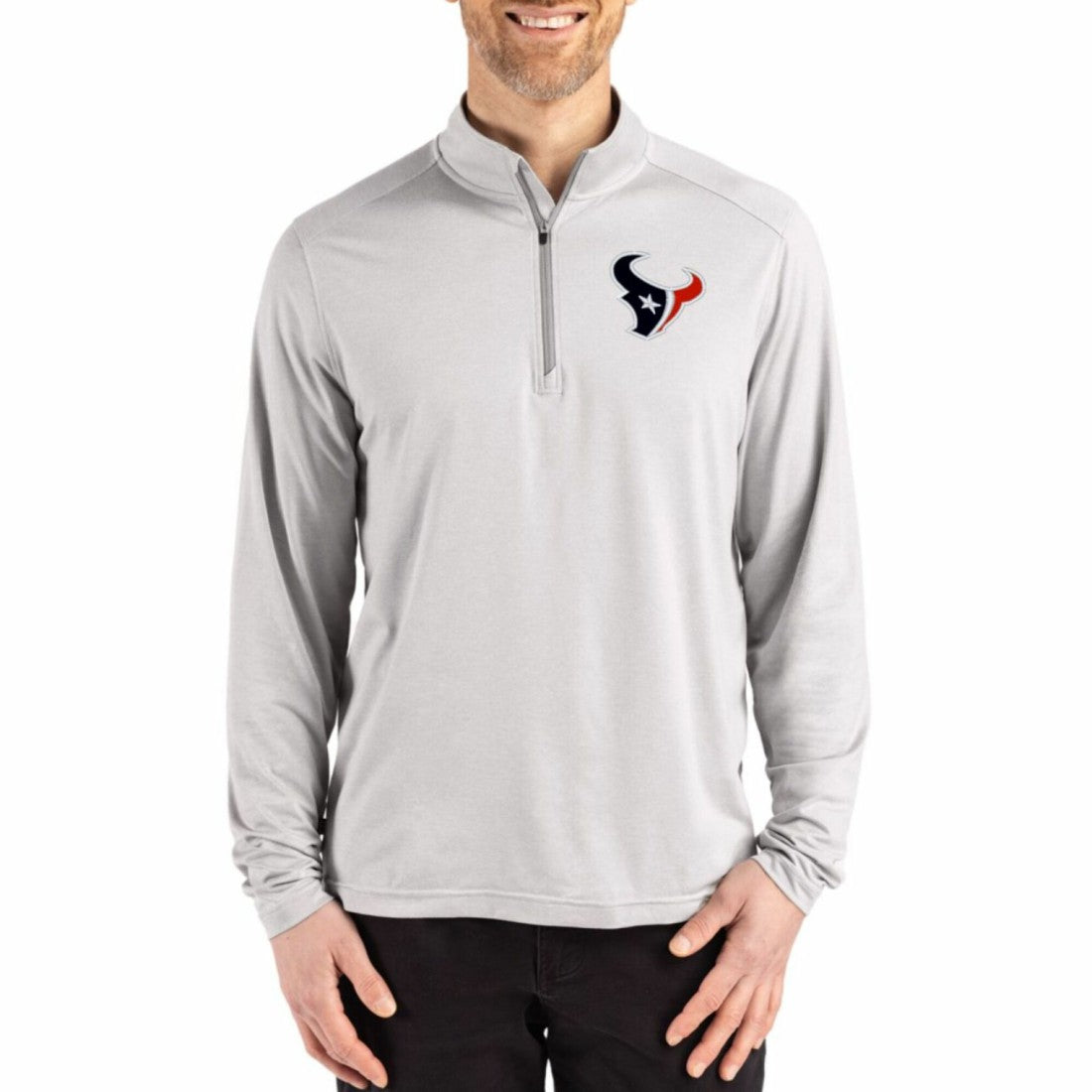 Houston Texans Cutter & Buck Coastline Epic Comfort Recycled Quarter-Zip Pullover - Gray outlet