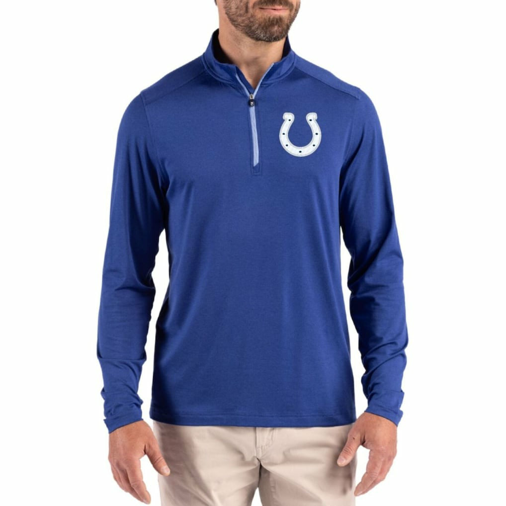Indianapolis Colts Cutter & Buck Coastline Epic Comfort Recycled Quarter-Zip Pullover - Royal outlet