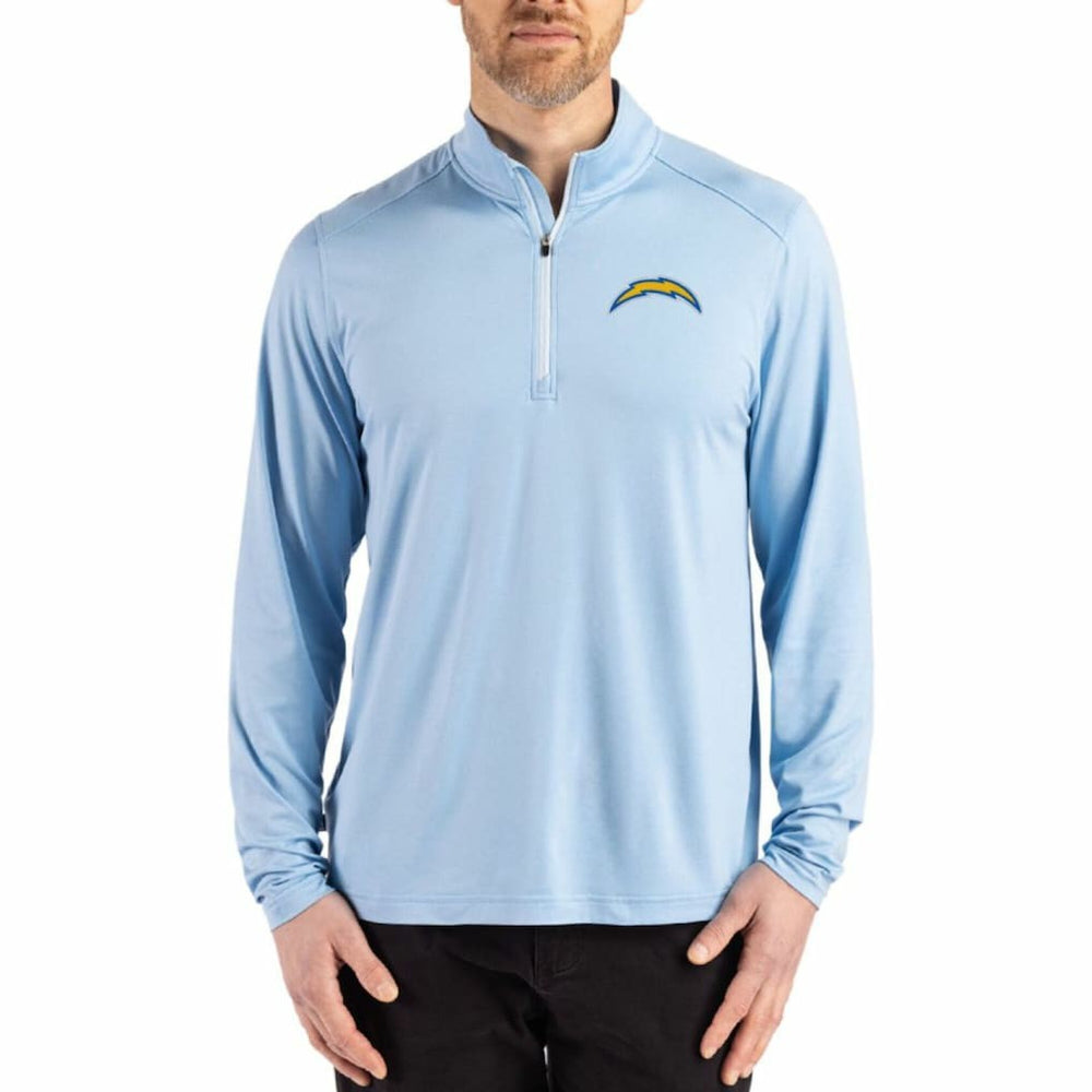 Los Angeles Chargers Cutter & Buck Coastline Epic Comfort Recycled Quarter-Zip Pullover - Powder Blue on sale
