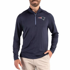 New England Patriots Cutter & Buck Coastline Epic Comfort Recycled Quarter-Zip Pullover - Navy on sale