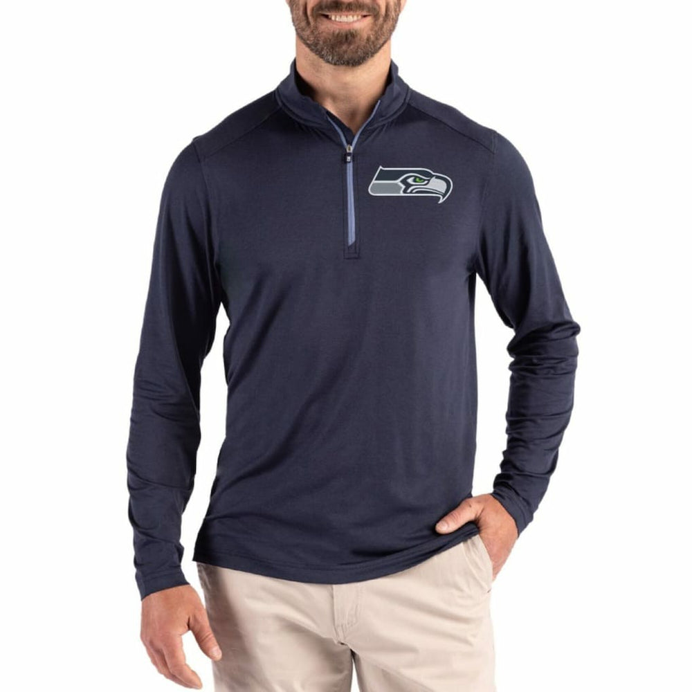 Seattle Seahawks Cutter & Buck Coastline Epic Comfort Recycled Quarter-Zip Pullover - College Navy online