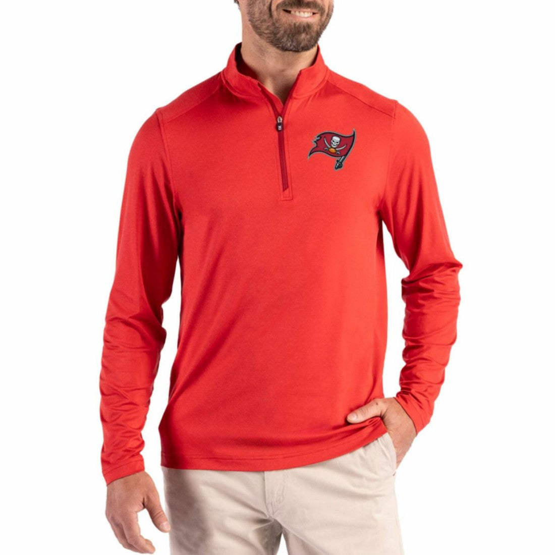 Tampa Bay Buccaneers Cutter & Buck Coastline Epic Comfort Recycled Quarter-Zip Pullover - Red outlet