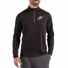 Philadelphia Eagles Cutter & Buck Coastline Epic Comfort Recycled Quarter-Zip Pullover - Black online