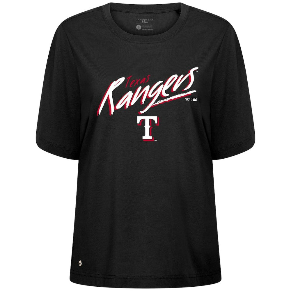 Texas Rangers Levelwear Women's Bloom Sizzle T-Shirt Black