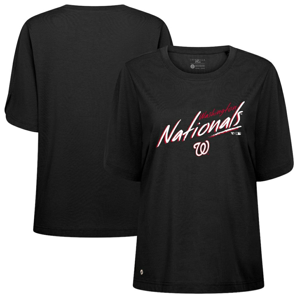 Washington Nationals Levelwear Women's Bloom Sizzle T-Shirt Black
