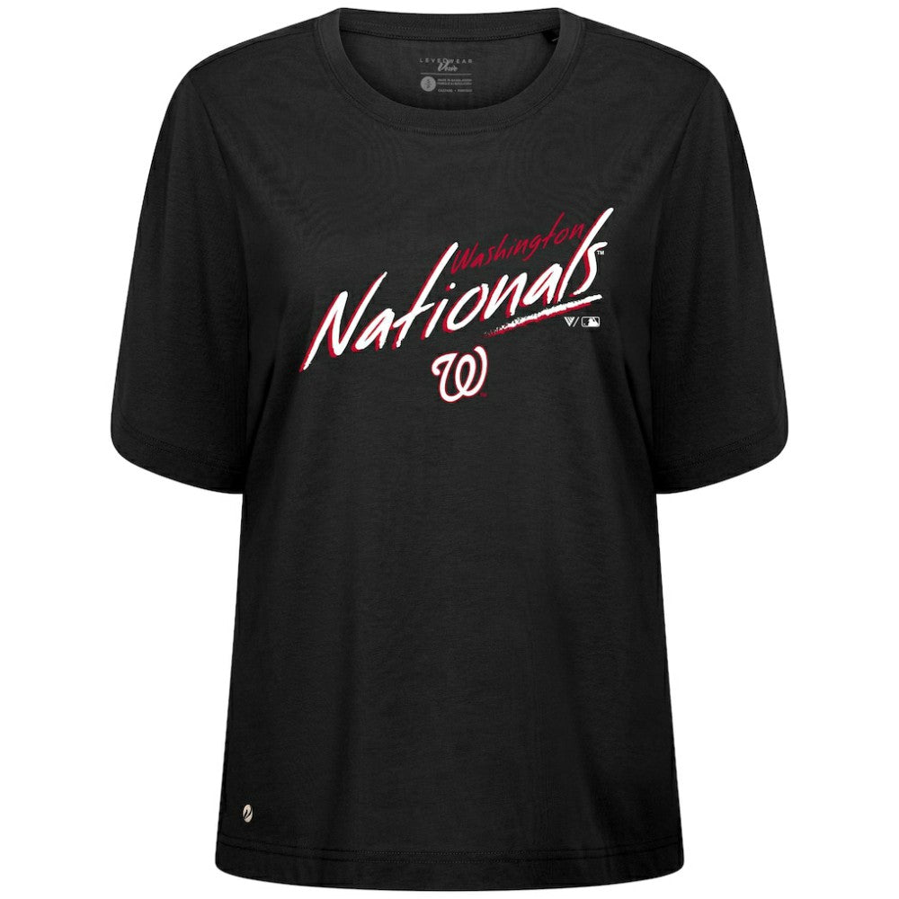 Washington Nationals Levelwear Women's Bloom Sizzle T-Shirt Black