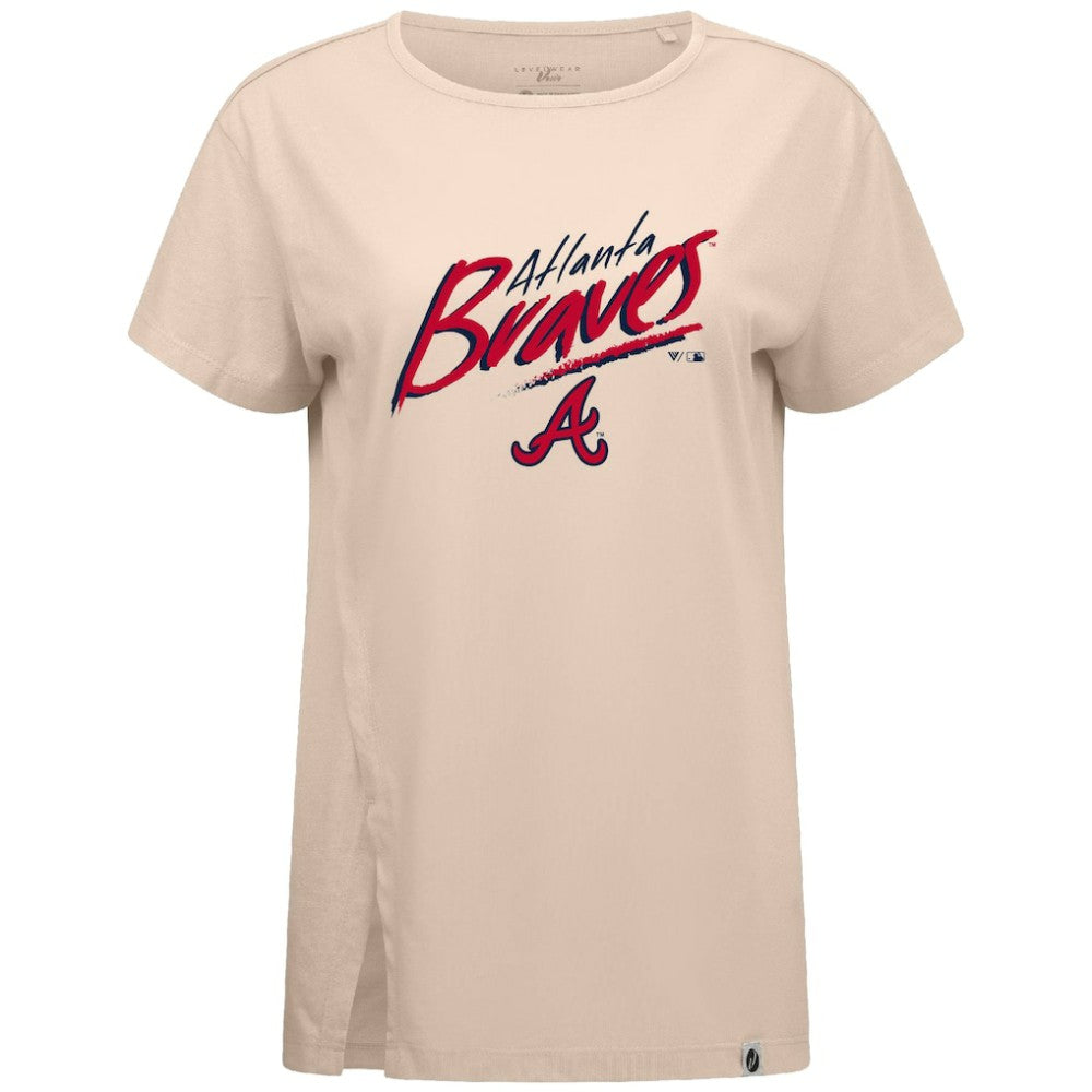 Atlanta Braves Levelwear Women's Influx Sizzle T-Shirt Khaki