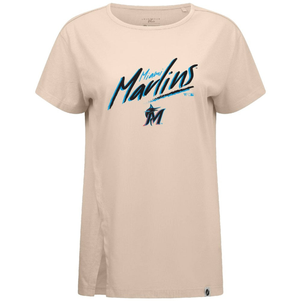 Miami Marlins Levelwear Women's Influx Sizzle T-Shirt Khaki