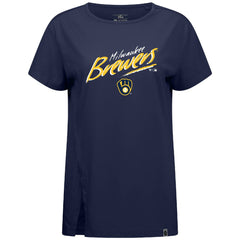 Milwaukee Brewers Levelwear Women's Influx Sizzle T-Shirt Navy