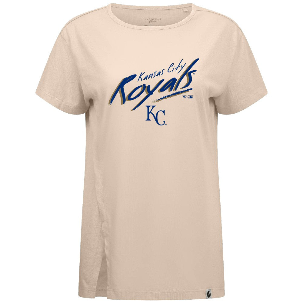 Kansas City Royals Levelwear Women's Influx Sizzle T-Shirt Khaki
