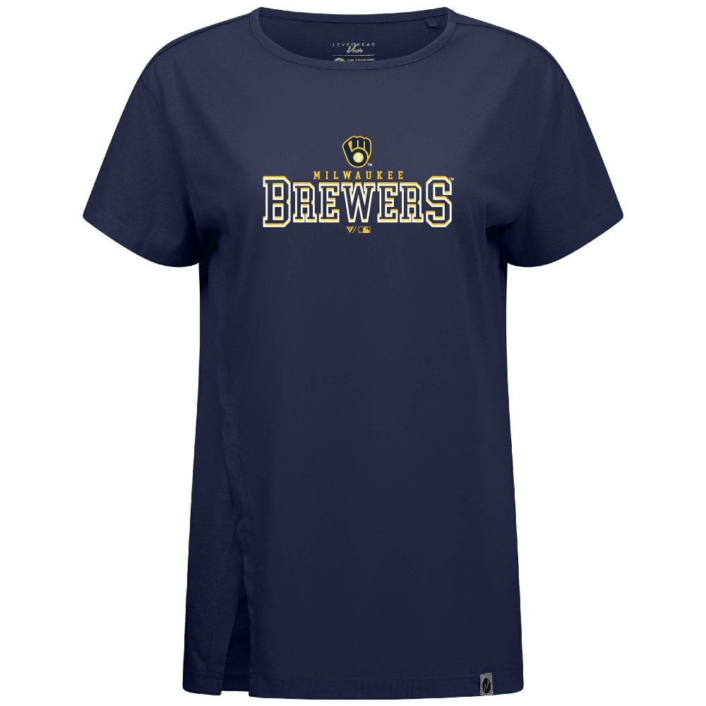 Milwaukee Brewers Levelwear Women's Influx Journey T-Shirt Navy