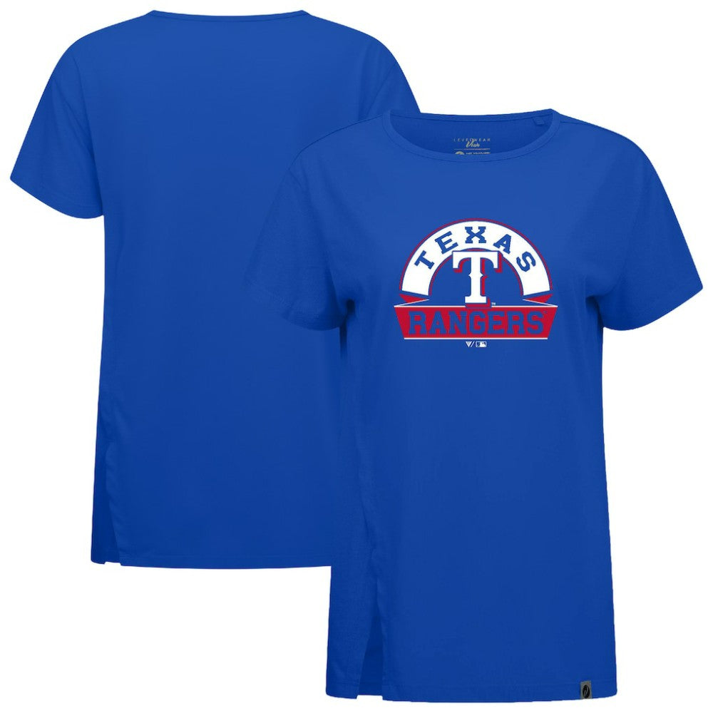 Texas Rangers Levelwear Women's Influx Banner Arch T-Shirt Royal