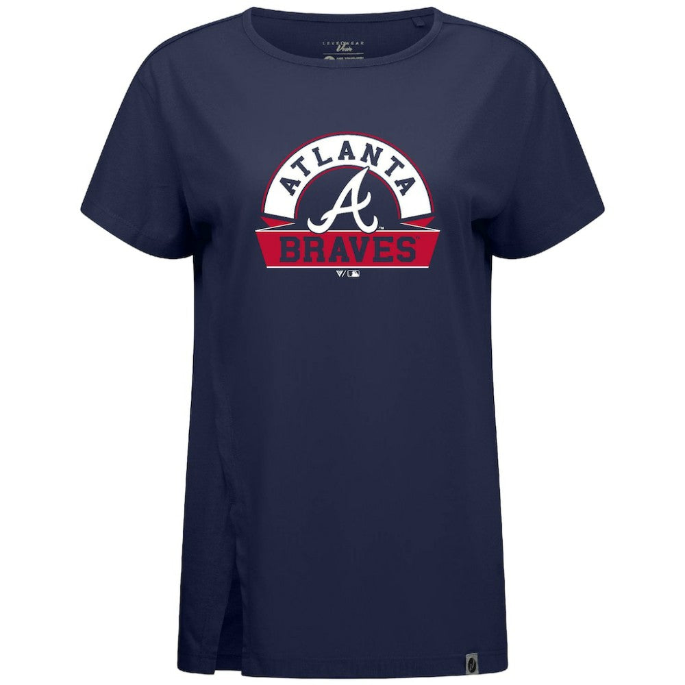 Atlanta Braves Levelwear Women's Influx Banner Arch T-Shirt Navy