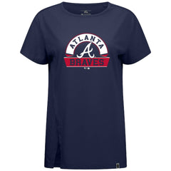 Atlanta Braves Levelwear Women's Influx Banner Arch T-Shirt Navy