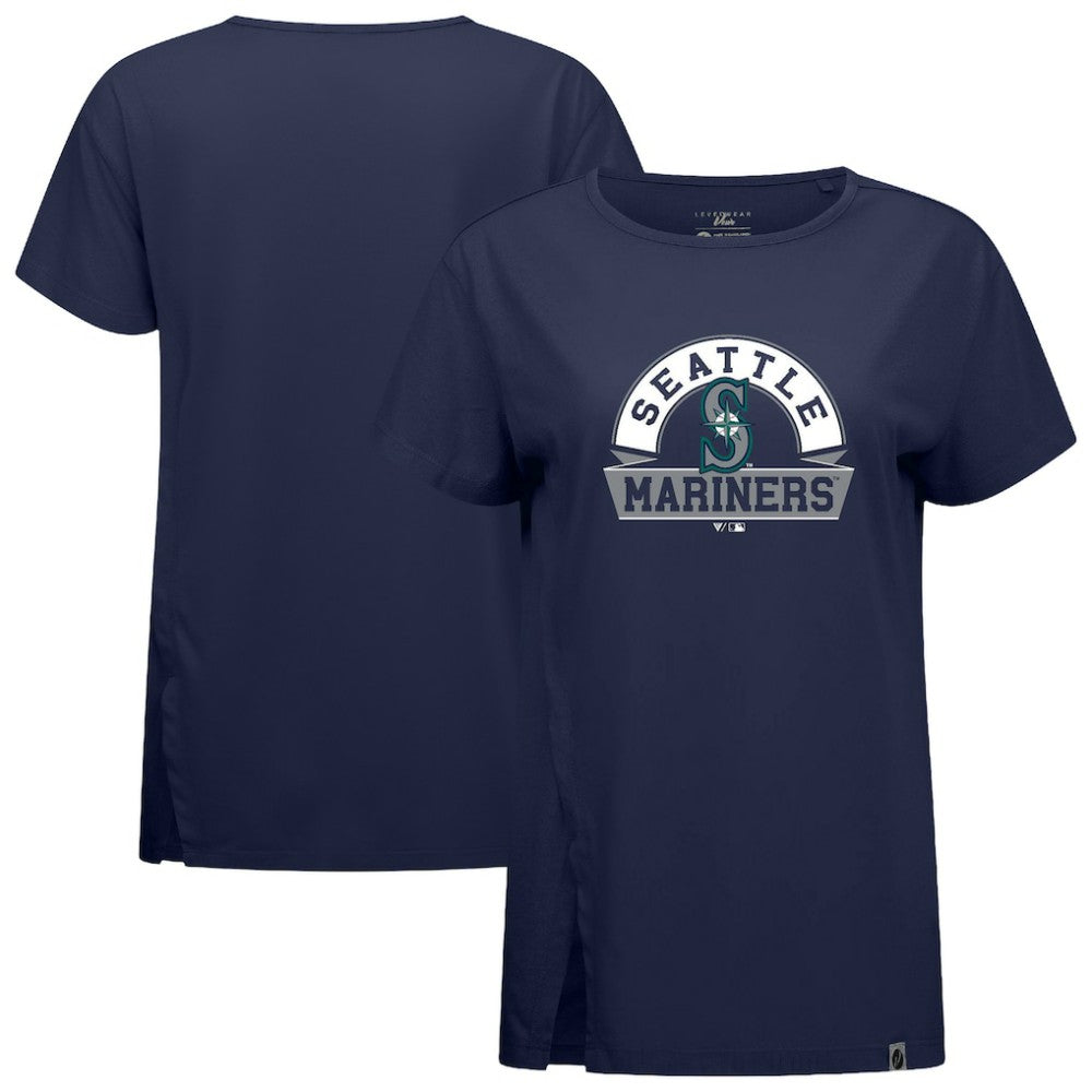 Seattle Mariners Levelwear Women's Influx Banner Arch T-Shirt Navy
