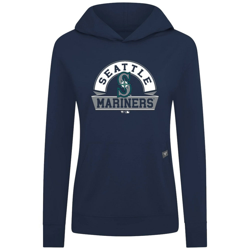 Seattle Mariners Levelwear Women's Relay Banner Arch Long Sleeve T-Shirt Hoodie Navy