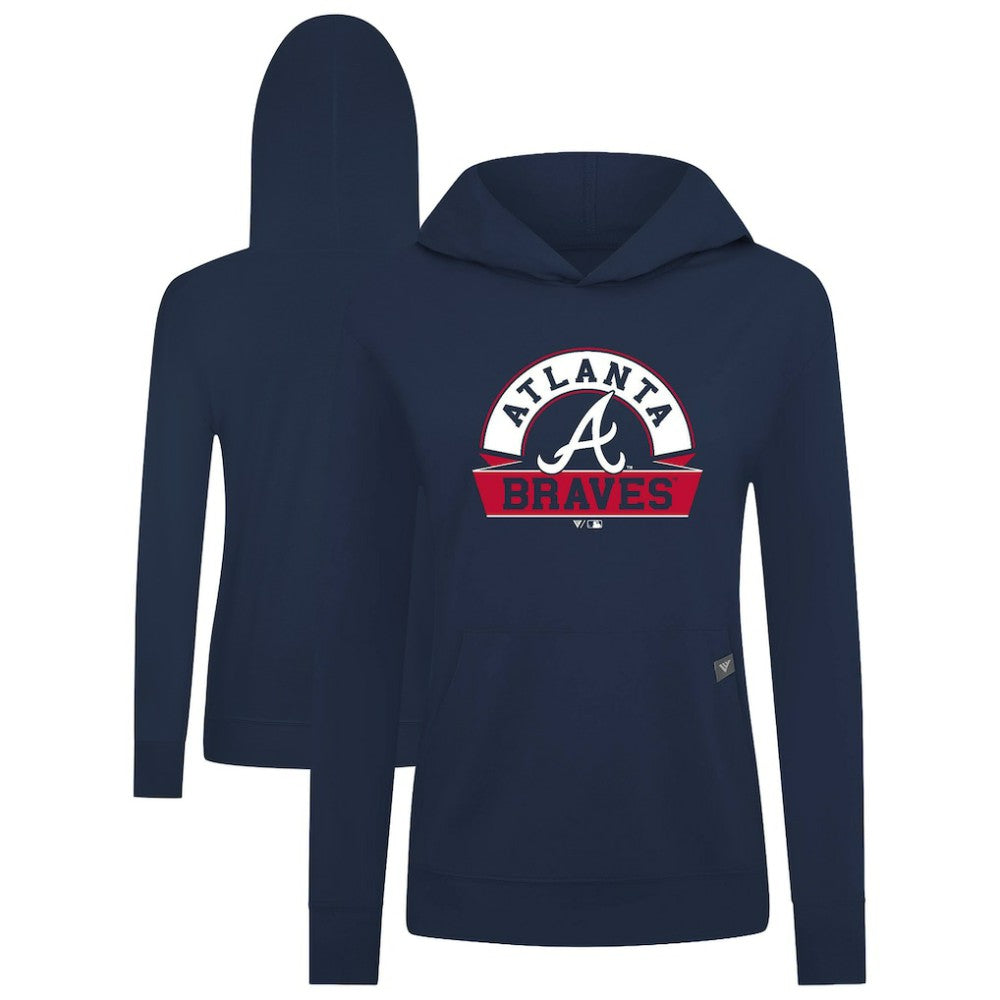 Atlanta Braves Levelwear Women's Relay Banner Arch Long Sleeve T-Shirt Hoodie Navy