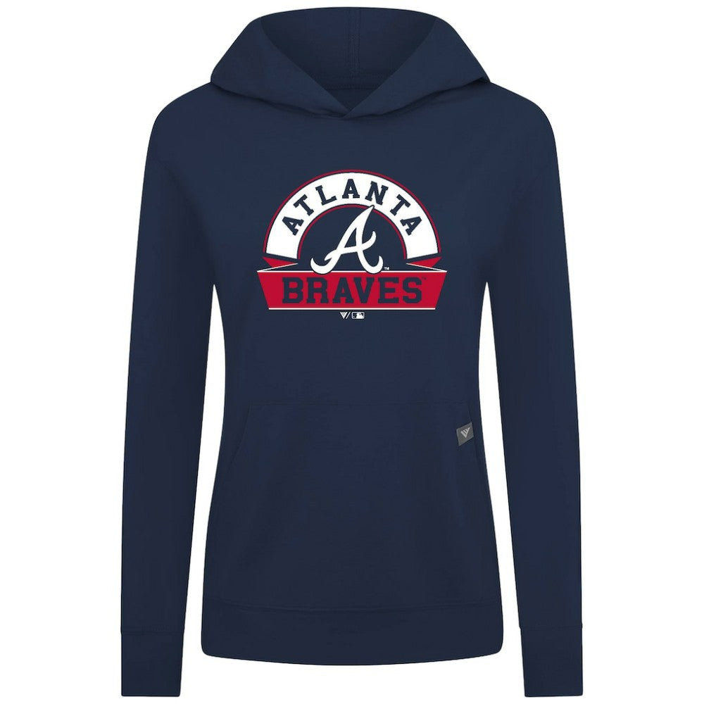 Atlanta Braves Levelwear Women's Relay Banner Arch Long Sleeve T-Shirt Hoodie Navy