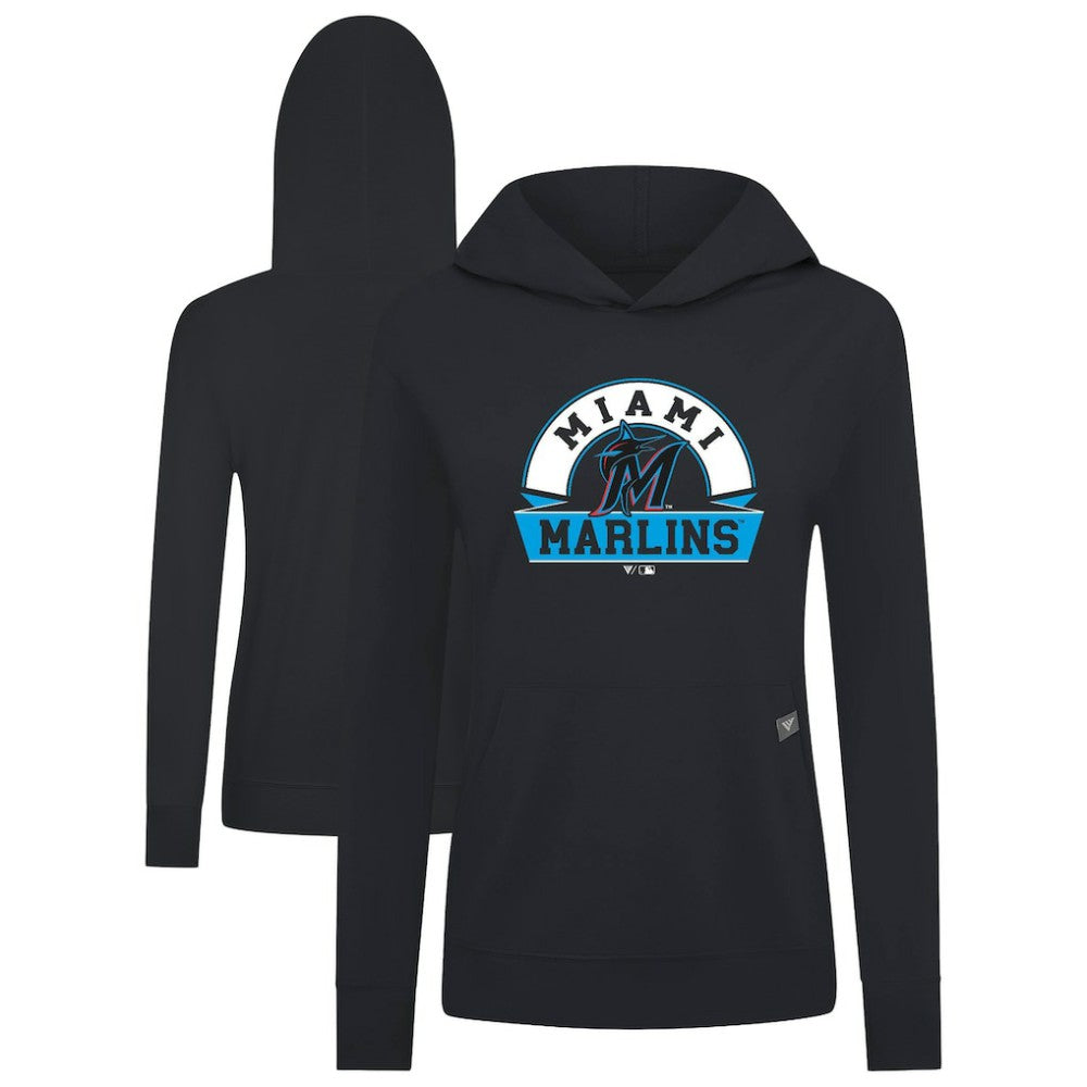 Miami Marlins Levelwear Women's Relay Banner Arch Long Sleeve T-Shirt Hoodie Black