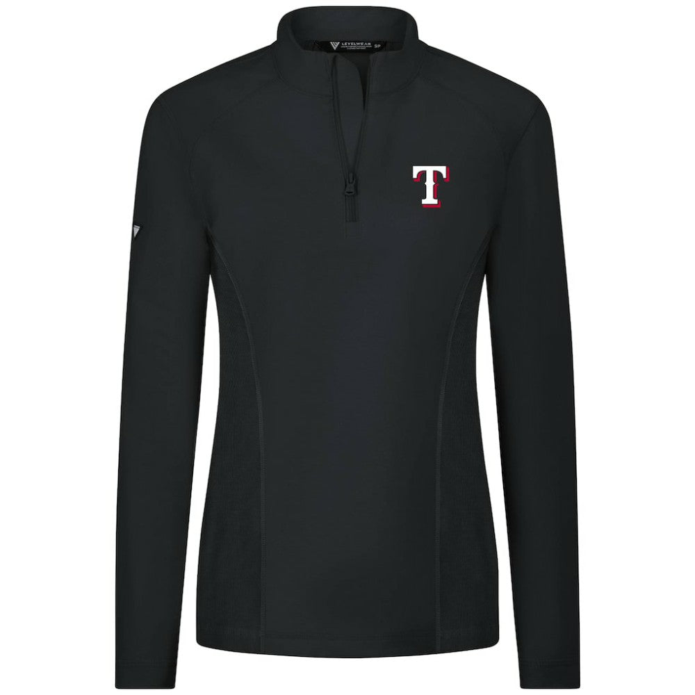 Texas Rangers Levelwear Women's Upright Insignia 2.0 Quarter-Zip Tri-Blend Top Black