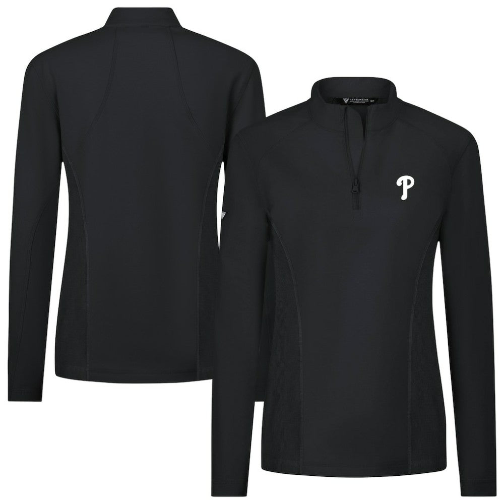 Philadelphia Phillies Levelwear Women's Upright Insignia 2.0 Quarter-Zip Tri-Blend Top Black