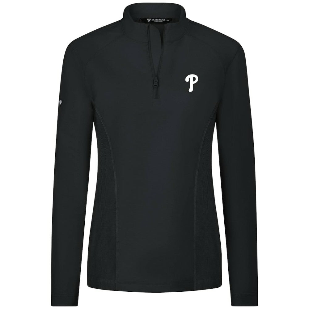 Philadelphia Phillies Levelwear Women's Upright Insignia 2.0 Quarter-Zip Tri-Blend Top Black
