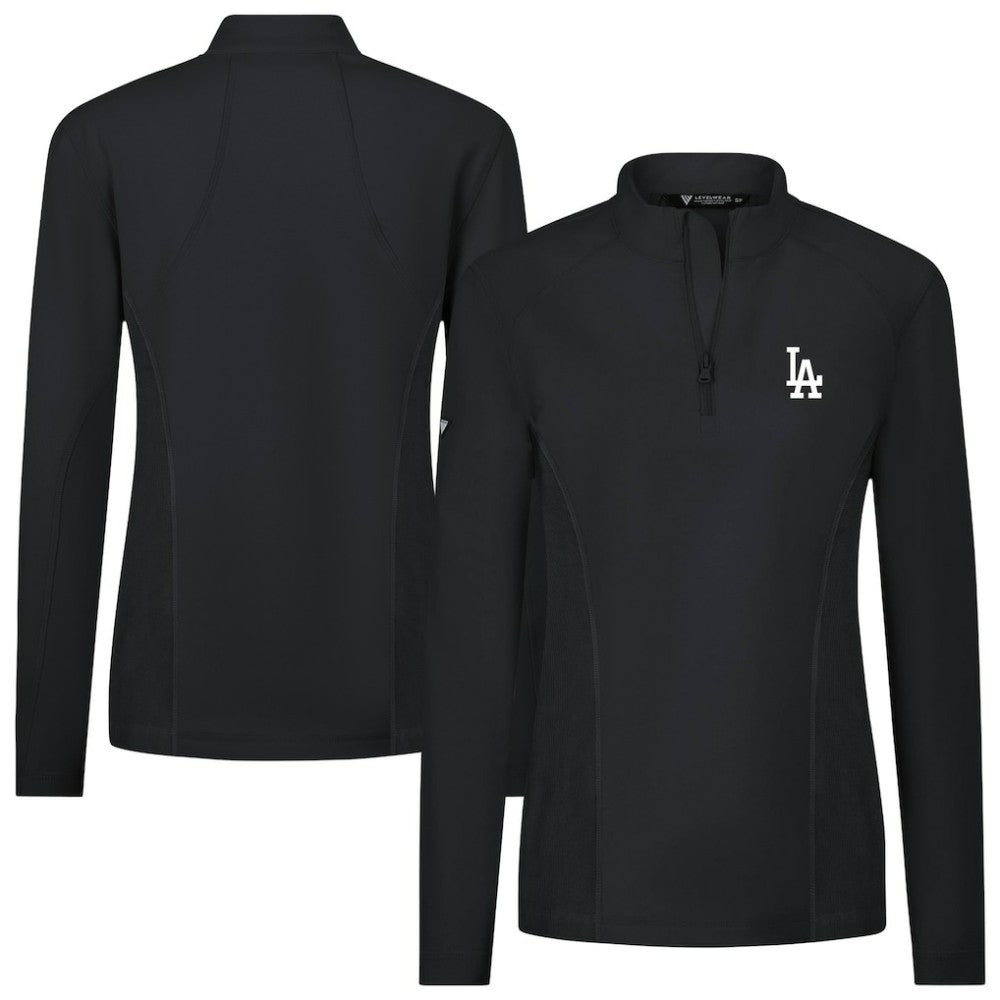 Los Angeles Dodgers Levelwear Women's Upright Insignia 2.0 Quarter-Zip Tri-Blend Top Black