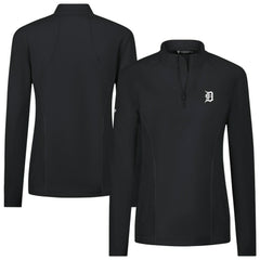 Detroit Tigers Levelwear Women's Upright Insignia 2.0 Quarter-Zip Tri-Blend Top Black
